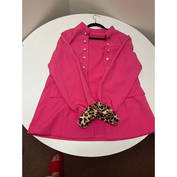 SHEIN 2X pink suit jacket, leopard cuffs - Picture 10 of 10